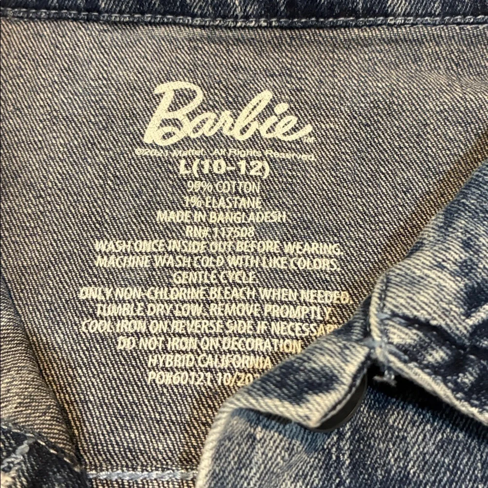 Barbie Denim Jean Jacket Acid Washed Girl Revolution Girls Size 10-12